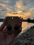 Beaded Earrings - Short Fringe Black & Rose Gold